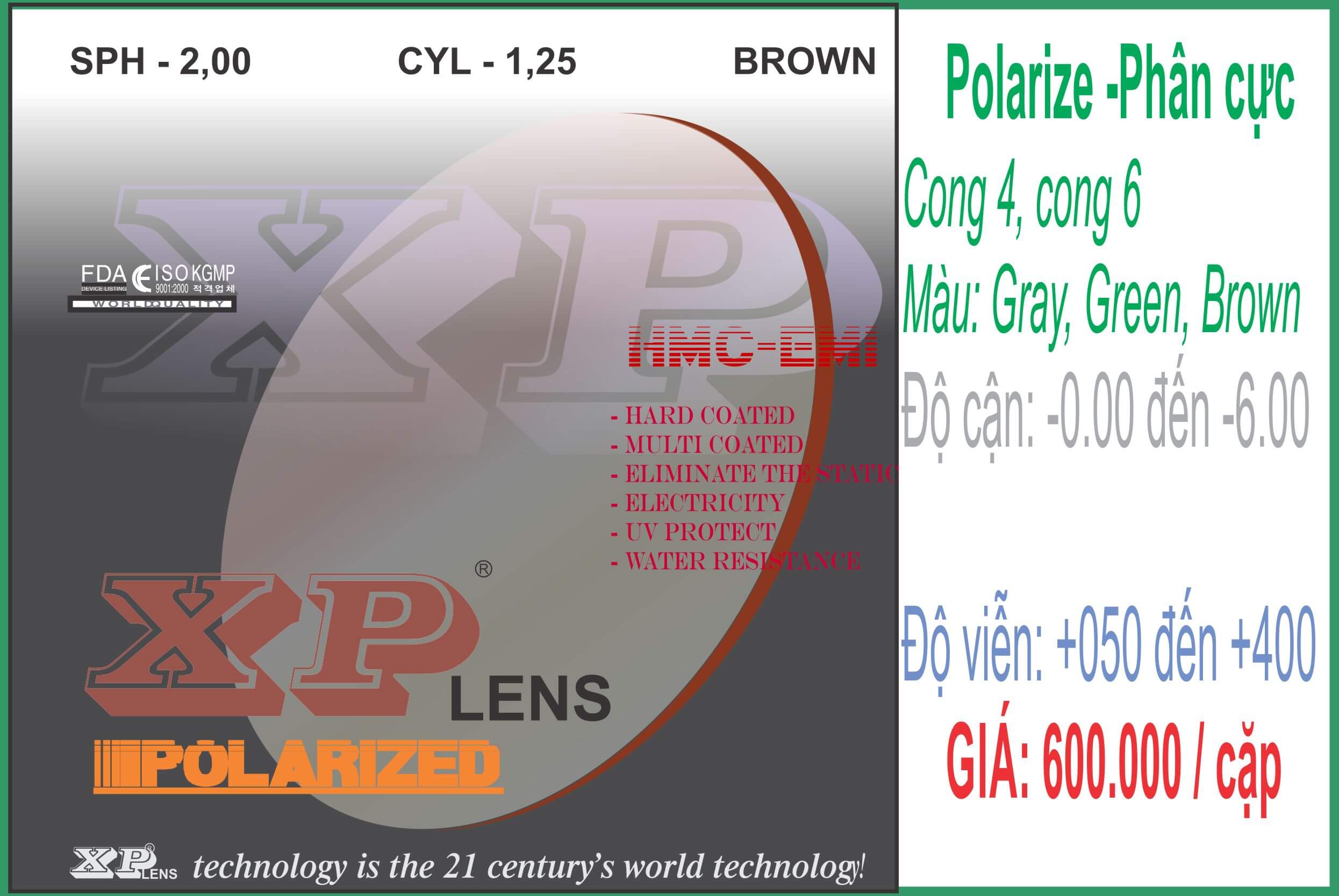 Tròng kính phân cực XPLens Polarized